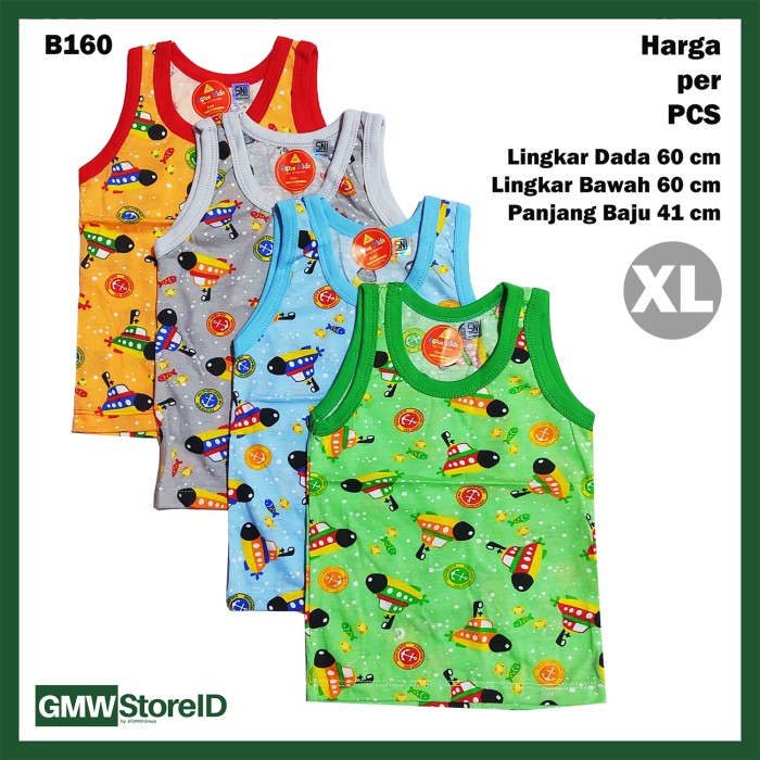 B160 Baju Buntung Bayi Laki-Laki XL Singlet Cowok Kutungan Warna SNI