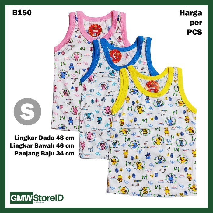 B150 Baju Buntung Bayi Singlet S Kutungan Motif Putih Warna Baby SNI