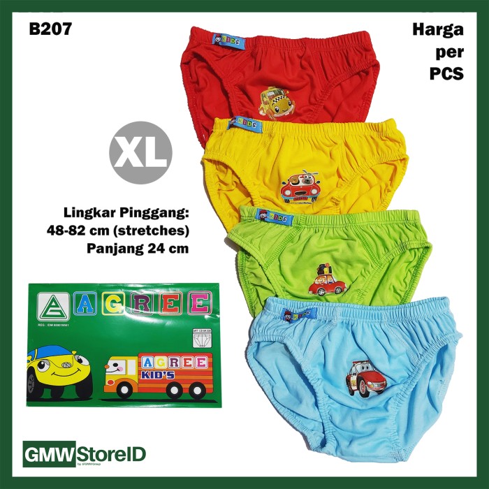 B207 CD Anak XL Warna Cowok Laki Sablon Car Celana Dalam Agree Kid SNI