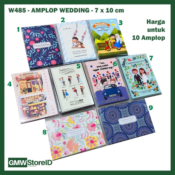 W485 isi 10 Amplop Wedding Size Kecil Printing Angpao Pernikahan Motif