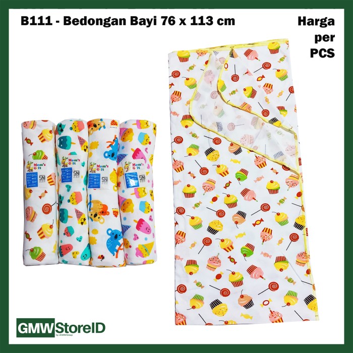 B111 Bedong Bayi 76x113cm Selimut Baby Warna Motif Lucu Kain Katun SNI