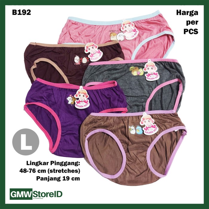 B192 CD Cewek Bayi L Sablon Lucu Celana Dalam Baby Pants GN Warna SNI