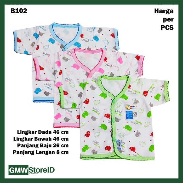 B102 Baju Bayi Lengan Pendek Kancing Renda Katun Baby Clothes SNI