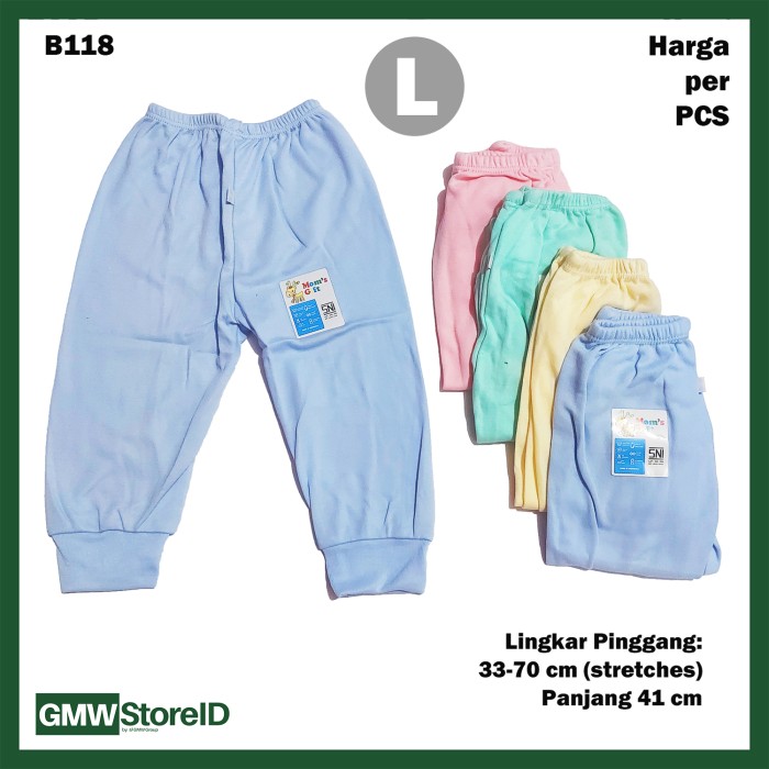 B118 Celana Panjang Bayi L Katun Warna Baby Clothes Lembut Nyaman SNI