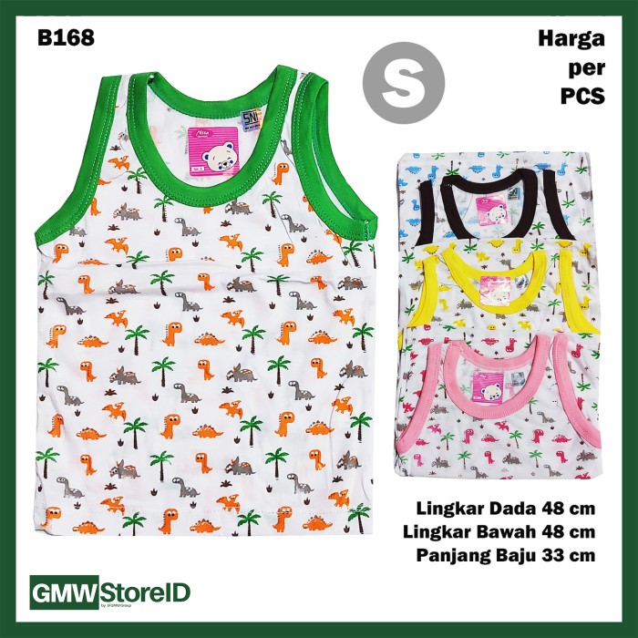 B168 Baju Buntung Bayi Unisex S Singlet Kutungan Motif Warna Murah SNI