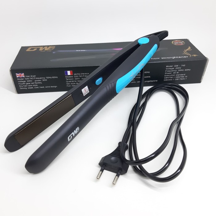 Catok Rambut Profesional Hair Straightener GW143 Hitam Motif Biru W295