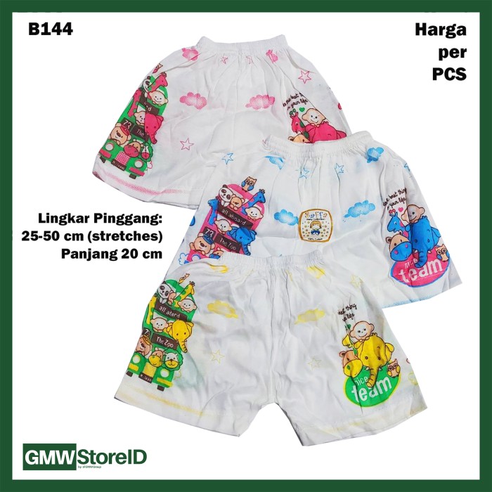 B144 Celana Pendek Bayi Unisex Gambar Kartun Warna Baby Shorts SNI