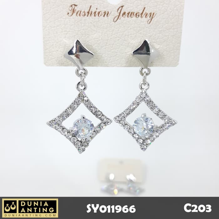 C203 Anting Wajik Gantung Full Swarovski Permata Diamomd Earring 4,3cm