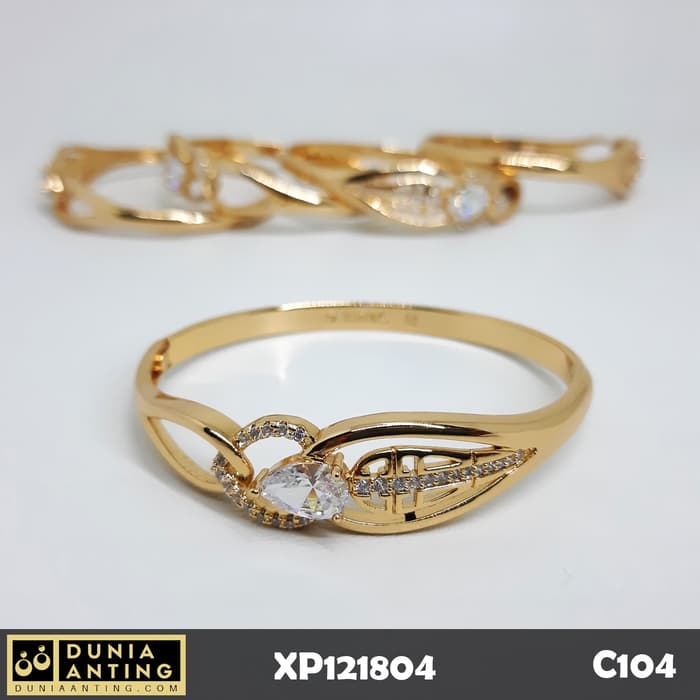 C104 Gelang Bracelet Lapis Emas 18K Imitasi Motif Love Mata Berlian