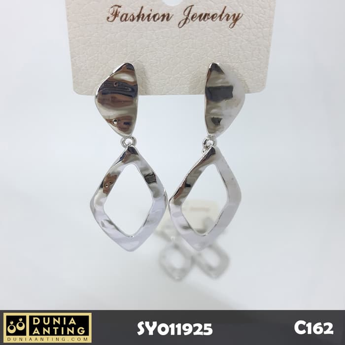 C162 Anting Tusuk Silver Platinum Model Wajik Square Earrings 6cm