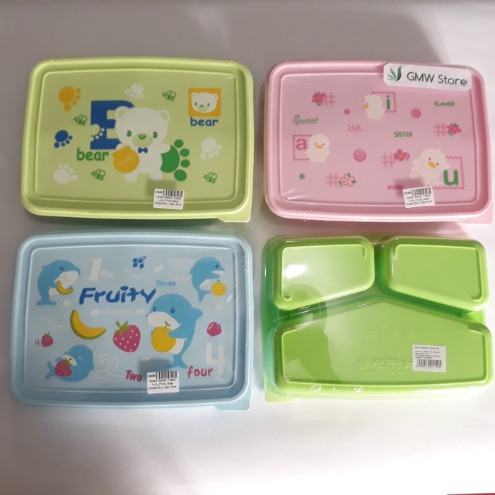 Kotak Makan Tepak Lucu Fruity Bear Sweet Biru Hijau Pink W285