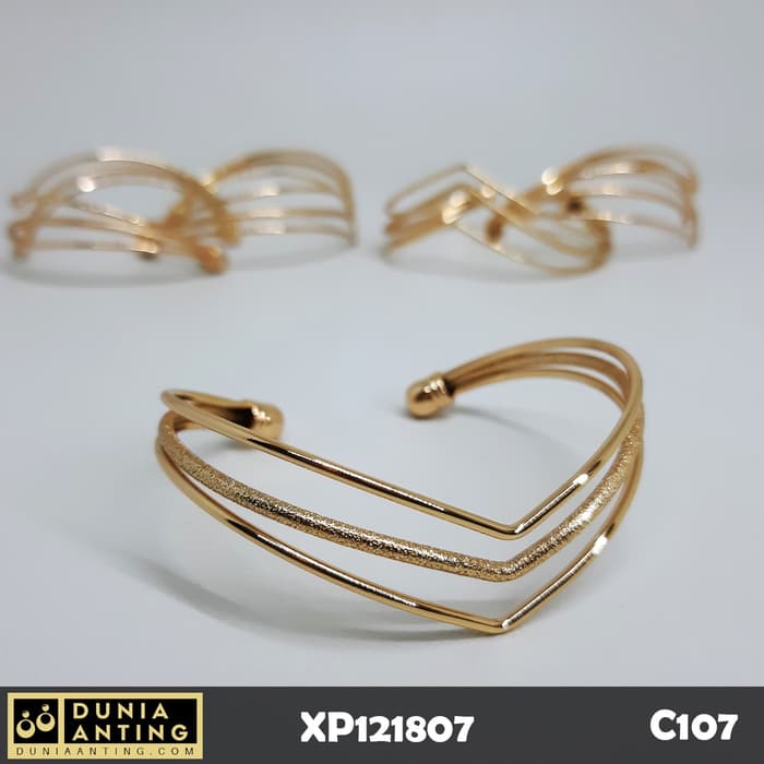 C107 Gelang Triple Love Lapis Tiga Cinta Gold Emas 18K Imitasi