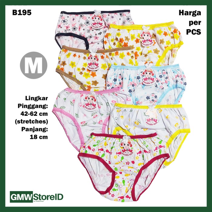 B195 CD Cewek Bayi M Putih Sablon Motif Celana Dalam Baby Pants GN SNI