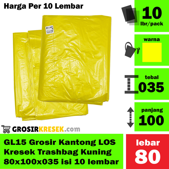 GL15 Grosir Kantong Kresek LOS Trashbag Kuning 80x100x035 isi 10 lbr