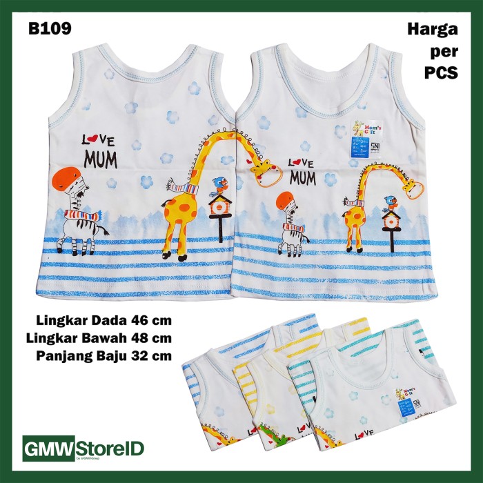 B109 Baju Buntung Bayi Singlet Kutungan Gambar Lucu Kaos Love Baby SNI