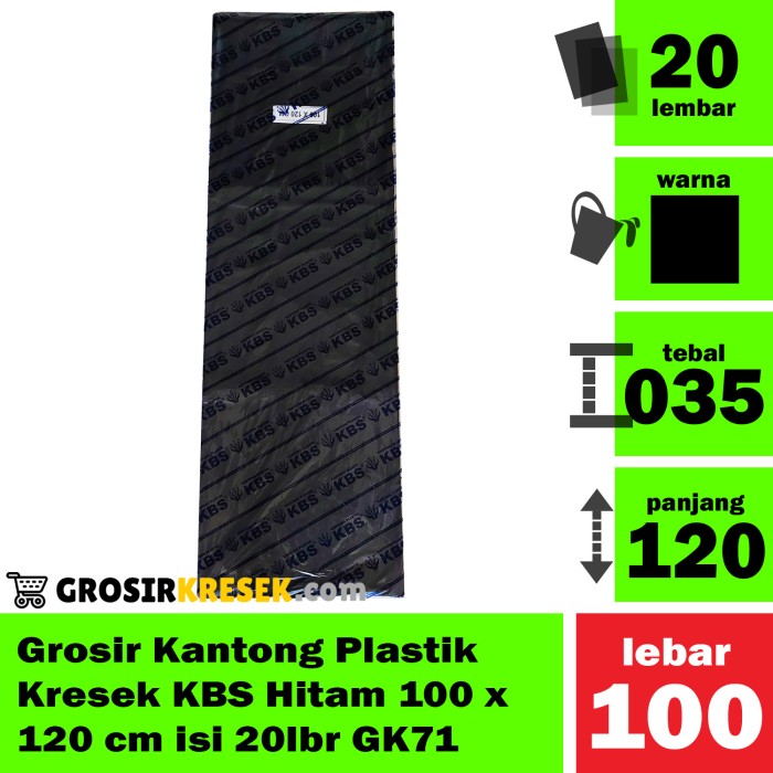 GK71 Grosir Kantong Plastik Kresek KBS Hitam 100x120cm isi 20 lbr