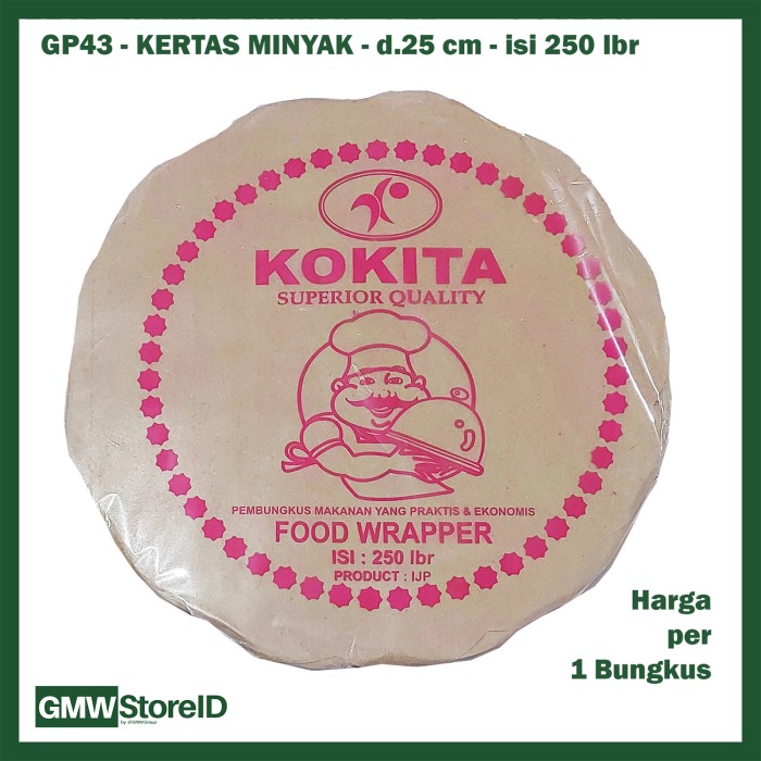 GP43 Grosir Kertas Minyak Bunga Bulat 24cm KOKITA 250lbr Food Wrapper