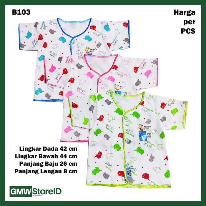 B103 Baju Bayi Lengan Pendek Kancing Katun Motif Lucu Baby Clothes SNI