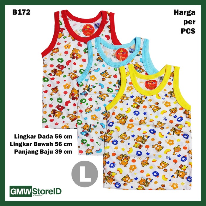 B172 Baju Buntung Bayi Cowok L Singlet Laki Brown Bear Baby Agree SNI