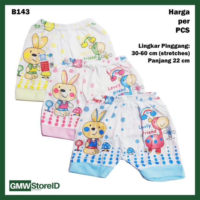 B143 Celana Pendek Bayi Motif Gambar Lucu Warna Baby Short Unisex SNI