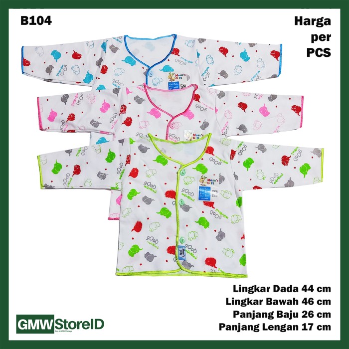 B104 Baju Bayi Lengan Panjang Kancing Katun Warna Baby Clothes SNI