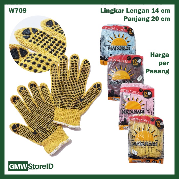 Sarung Tangan Kerja Matahari Antislip Proyek Gloves Safety Murah W709