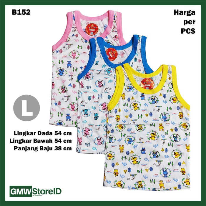 B152 Baju Buntung Bayi Singlet L Kutungan Motif Putih Warna Baby SNI