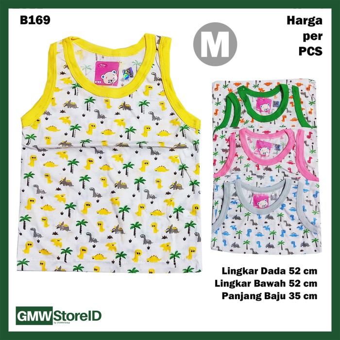 B169 Baju Buntung Bayi Unisex M Singlet Kutungan Motif Warna Murah SNI