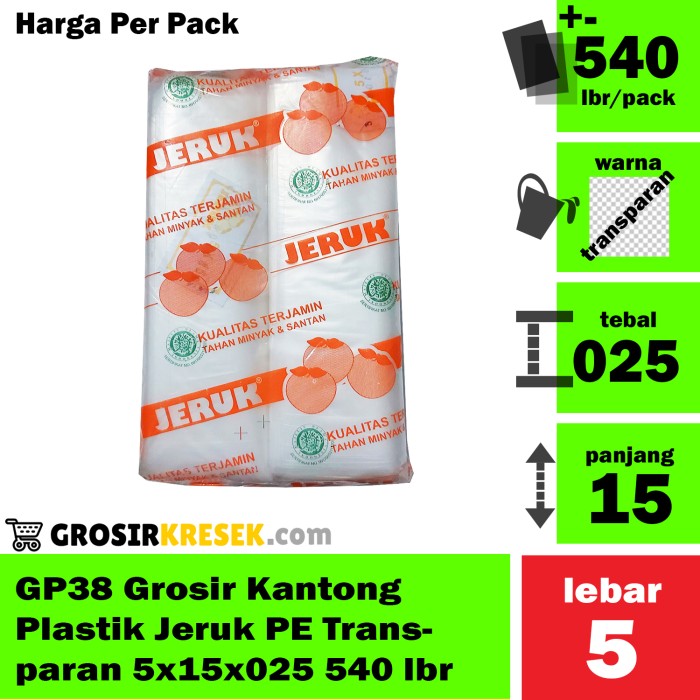 GP38 Grosir Kantong Plastik Batu Es Lilin Jeruk PE 5x15x025 540Lbr GMW