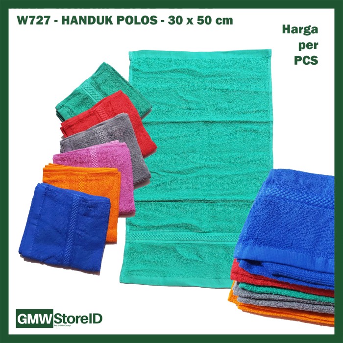 W727 Handuk Polos 30x50cm Kecil Warna Warni Murah Bath Towel Cloth