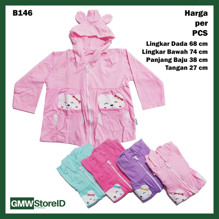 B146 Jaket Bayi Cewek Gambar Panda Lucu Warna Perempuan Baby Jacket