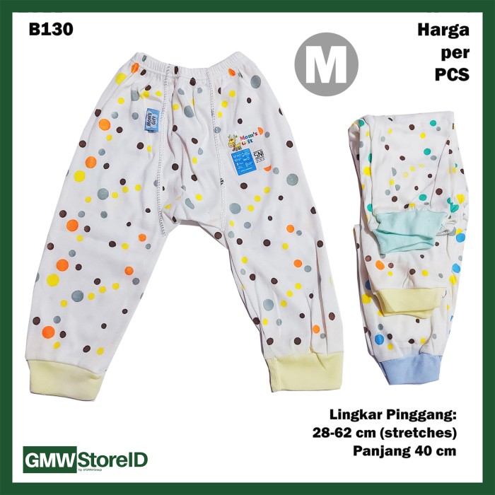 B130 Celana Panjang Bayi Size M Motif Polkadot Baby Pants Unisex SNI