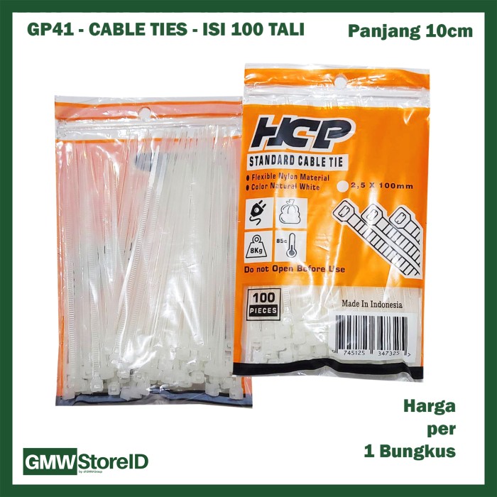 GP41 Grosir Cable Ties 10 cm isi 100 Tali Segel Plastik Nylon Murah