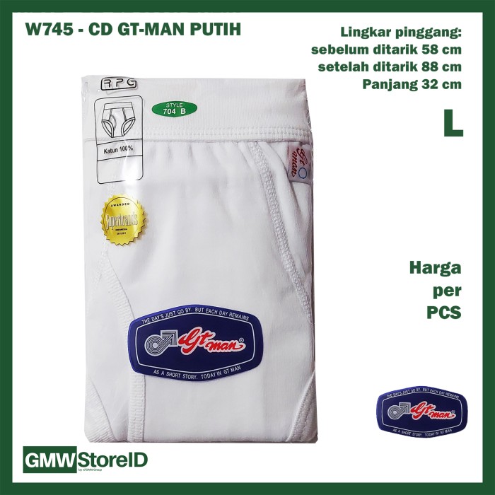 Celana Dalam CD Pria Besar GT Man Laki Laki Size L Warna Putih W745