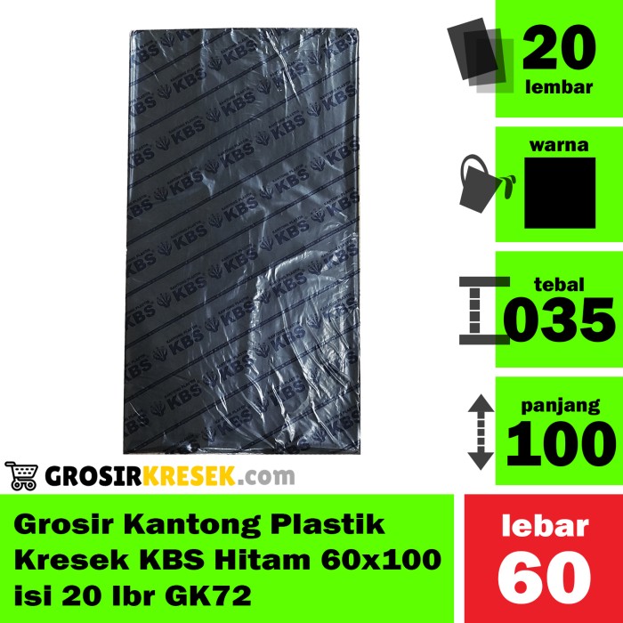 Grosir Kantong Plastik Kresek Sampah KBS Hitam 60x100 isi 20 lbr GK72