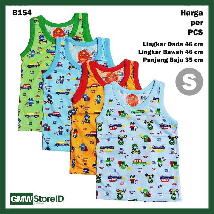 B154 Baju Buntung Bayi Singlet S Cowok Kutungan Warna Laki Boy SNI