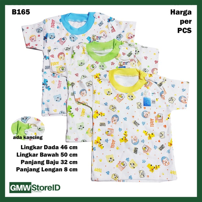 B165 Baju Bayi Cowok Kaos Putih Warna Motif Lucu T-Shirt Baby Boy SNI