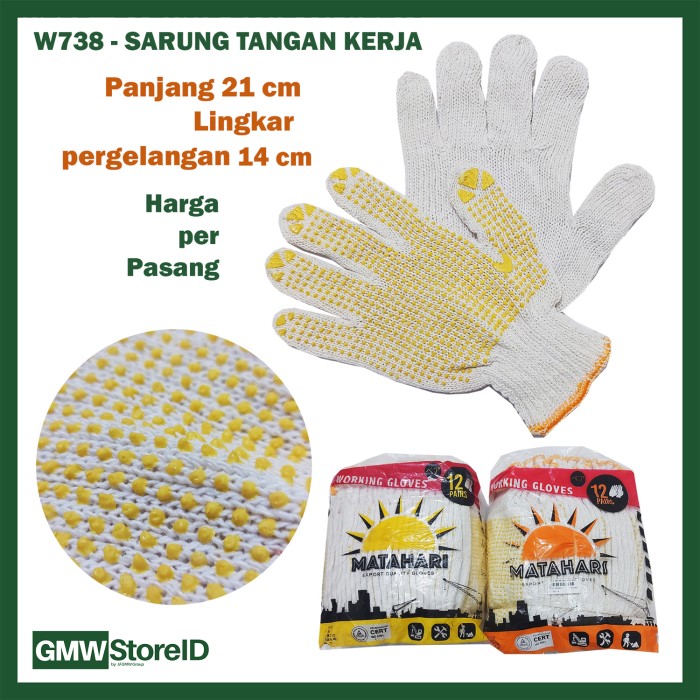 Sarung Tangan Kerja Matahari Antislip Working Glove Putih Murah W738