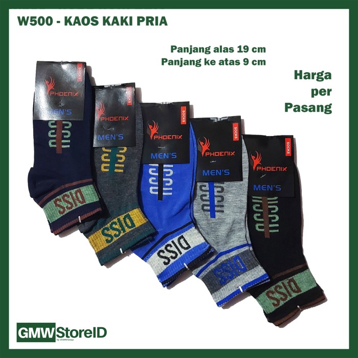 W500 Kaos Kaki Men Socks Sport Pendek Laki Motif Polos Murah A08