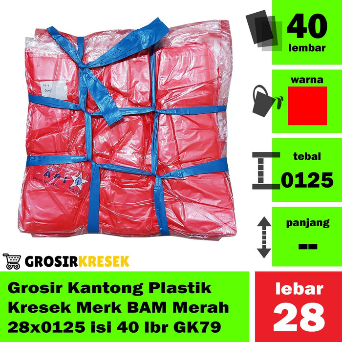 Grosir Kantong Plastik Kresek Merah Merk BAM 28x0125 isi 40 lbr GK79