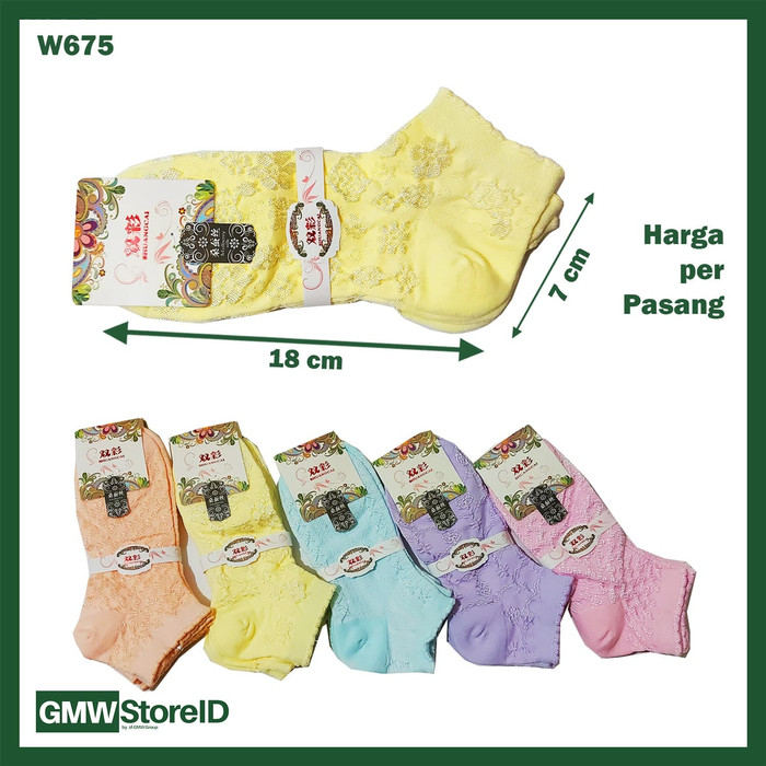 W675 Kaos Kaki Wanita Women Socks Cewek Ukuran Pendek Hiasan Renda E32