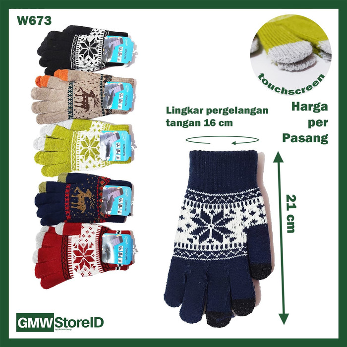 W673 Sarung Tangan Pria Kaos Bisa Touchscreen Men Gloves Premium B10