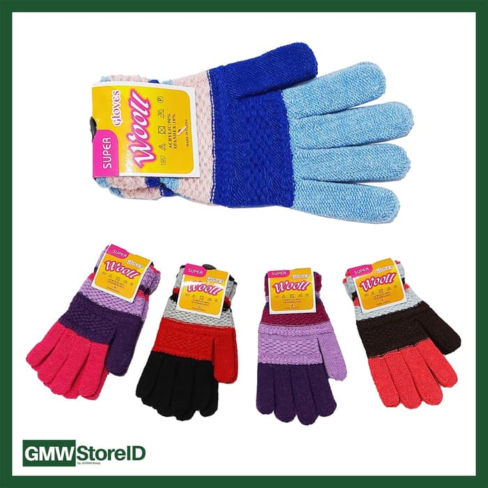 W634 Sarung Tangan Pria Wanita Dewasa Glove Motif Garis Warna Tipe B07