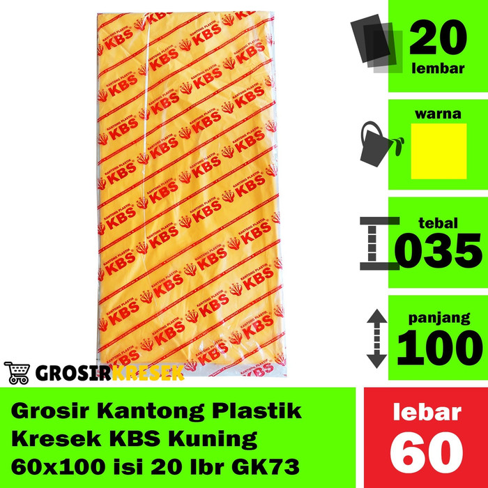 Grosir Kantong Plastik Kresek Sampah KBS Kuning 60x100 isi 20 lbr GK73