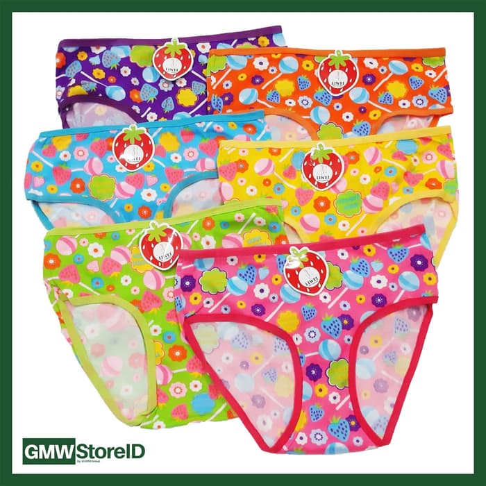 W620 Celana Dalam Wanita CD Perempuan Warna Cerah Motif Underwear J37