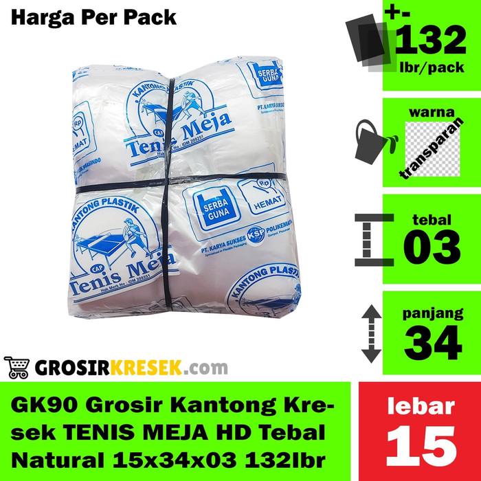 GK90 Grosir Kantong Kresek TENIS MEJA HD Tebal Natural 15x34x03 132lbr