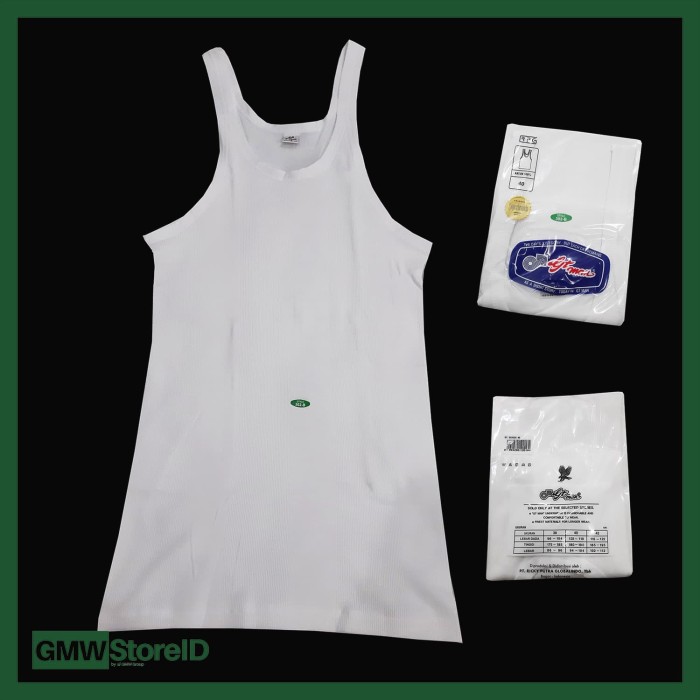 W560 Singlet Pria GT Man 302B Atasan Dalaman Putih Salur Size 40