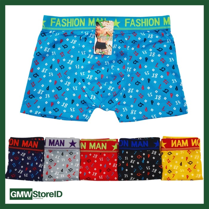 W550 Boxer Cowok Celana Dalam Pria Laki Motif Warna Random Tipe I5