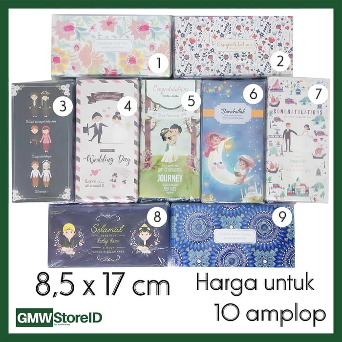 W486 isi 10 Amplop Pernikahan Size Besar Printing Angpao Wedding Motif