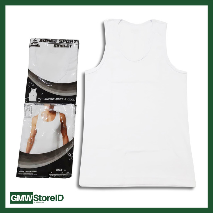 W454 Singlet Putih Pria Kaos Dalam Cowok Laki-Laki Agree Men Size XL